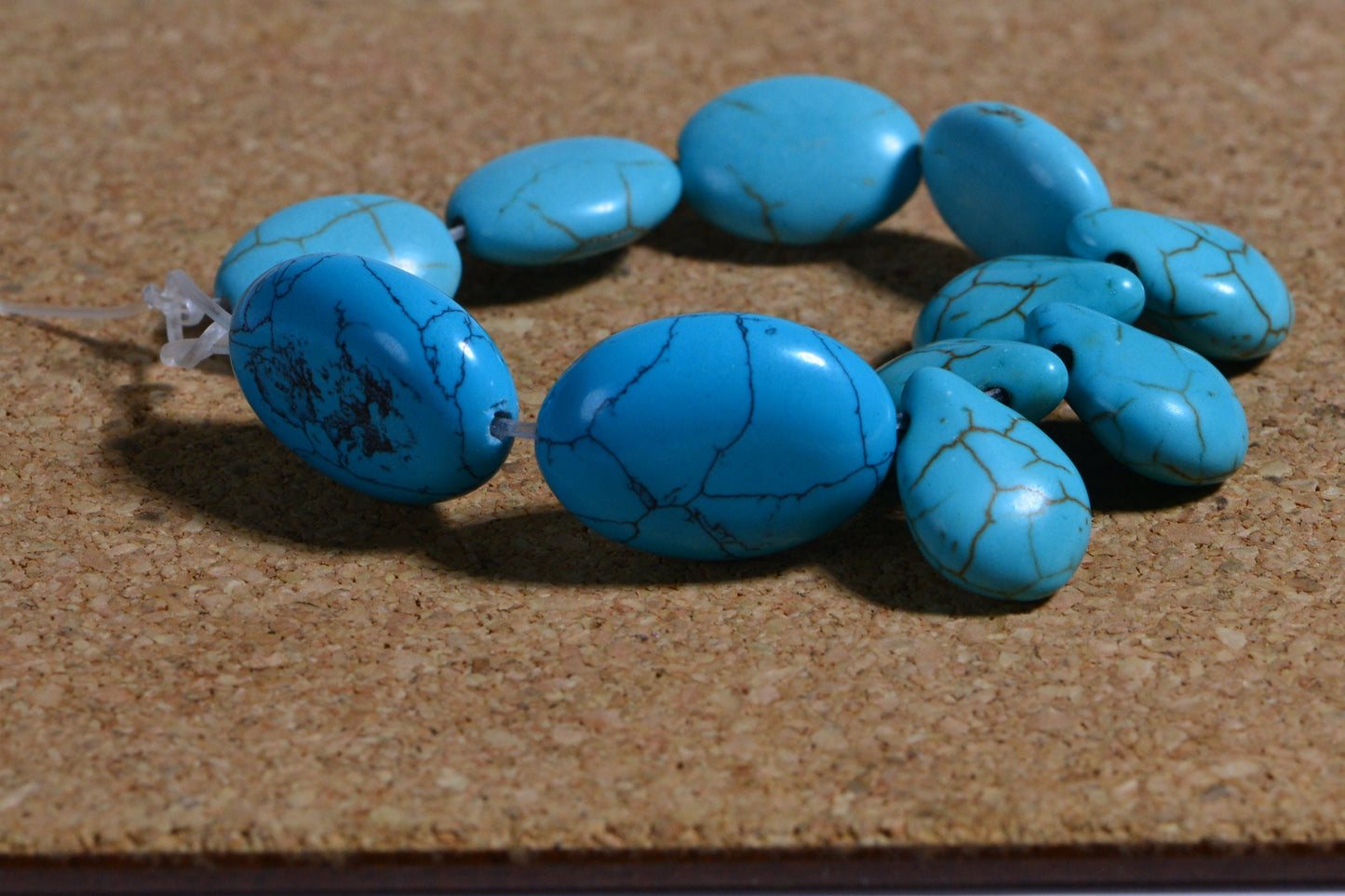 Howlite Multi Stone Set Oval Teardrop  Gemstone Bead Strand Bead Supply