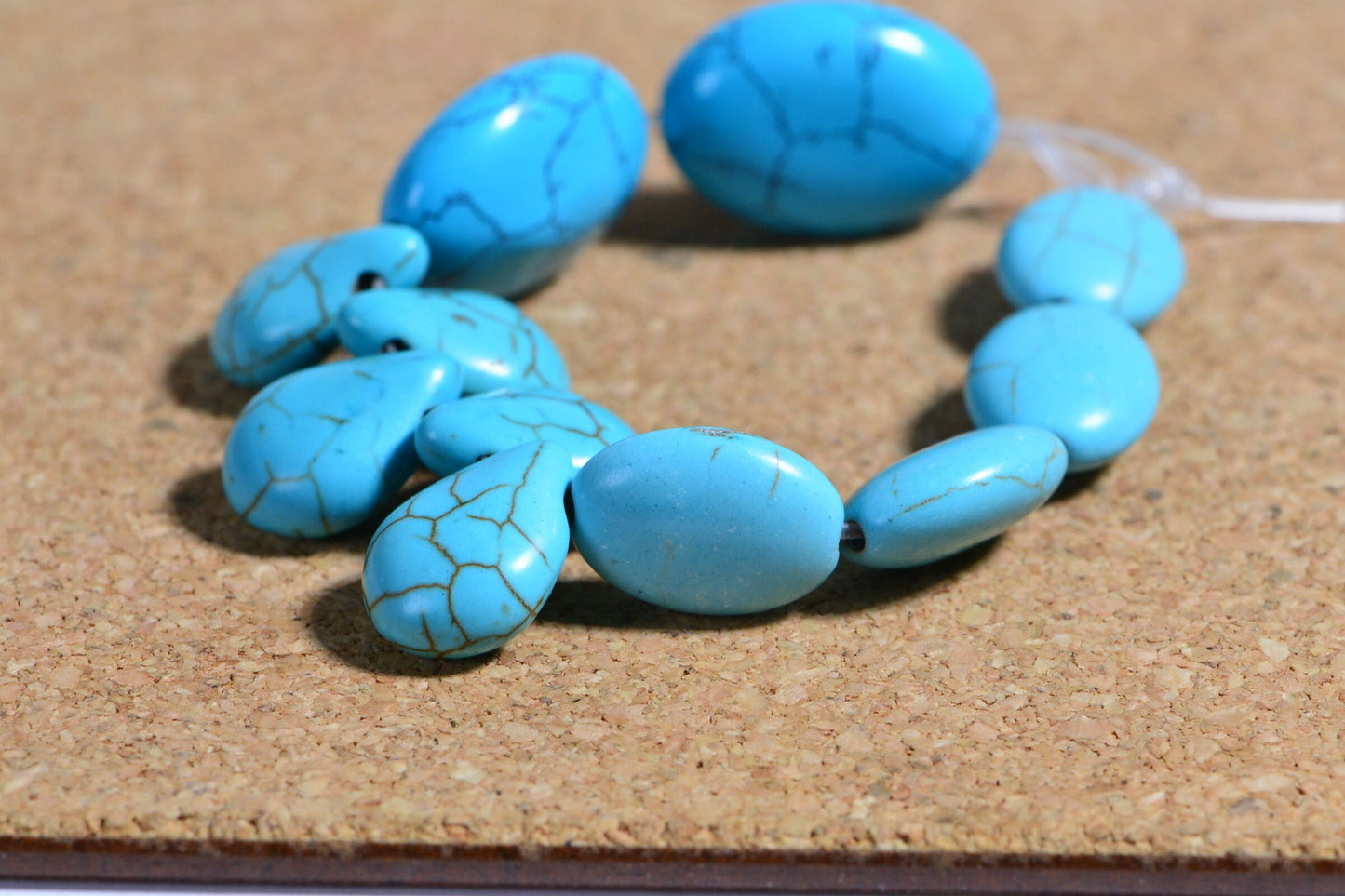 Howlite Multi Stone Set Oval Teardrop  Gemstone Bead Strand Bead Supply