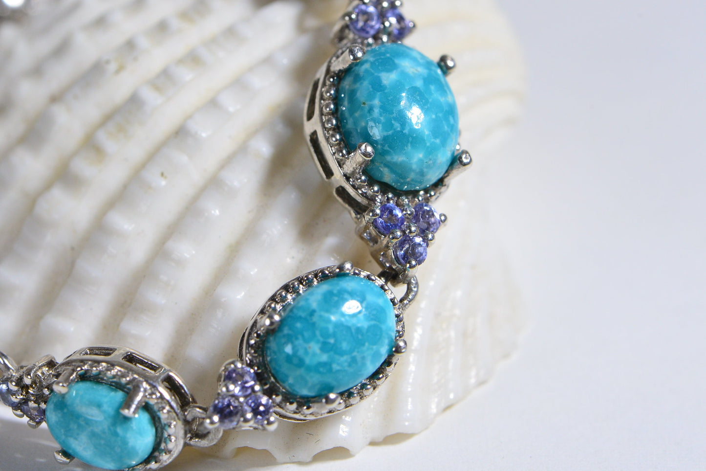 Amazanite Tanzanite Sterling Silver Bolo Bracelet, Adjustable 7.5 Inch