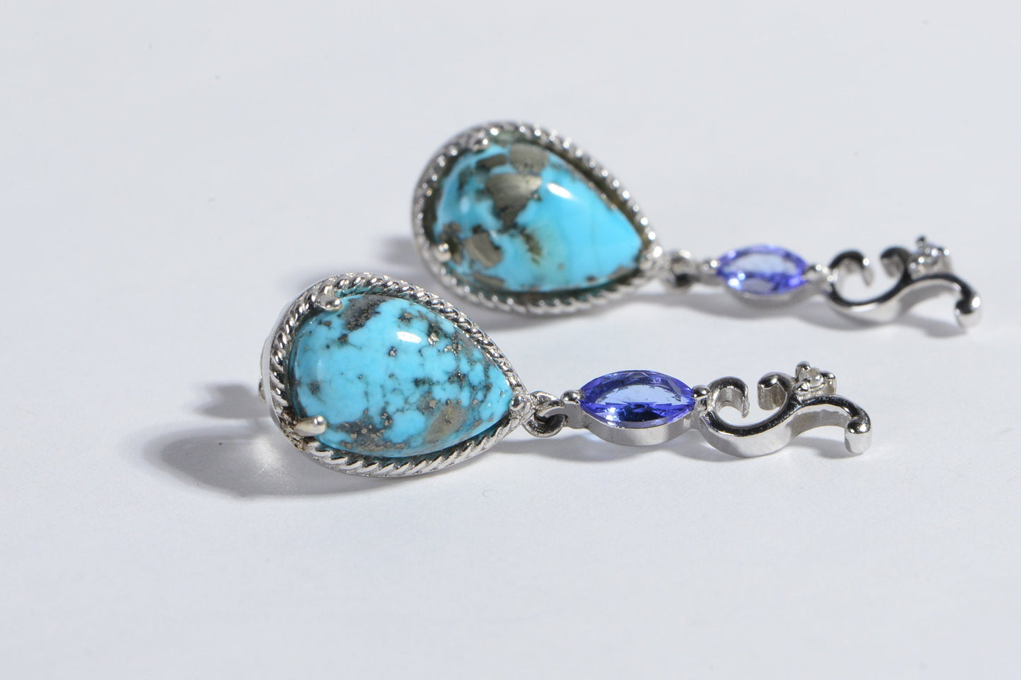 Arizona Sleeping Beauty Turquoise Natural Tanzanite Sterling Silver Stud Earrings Birthstone December