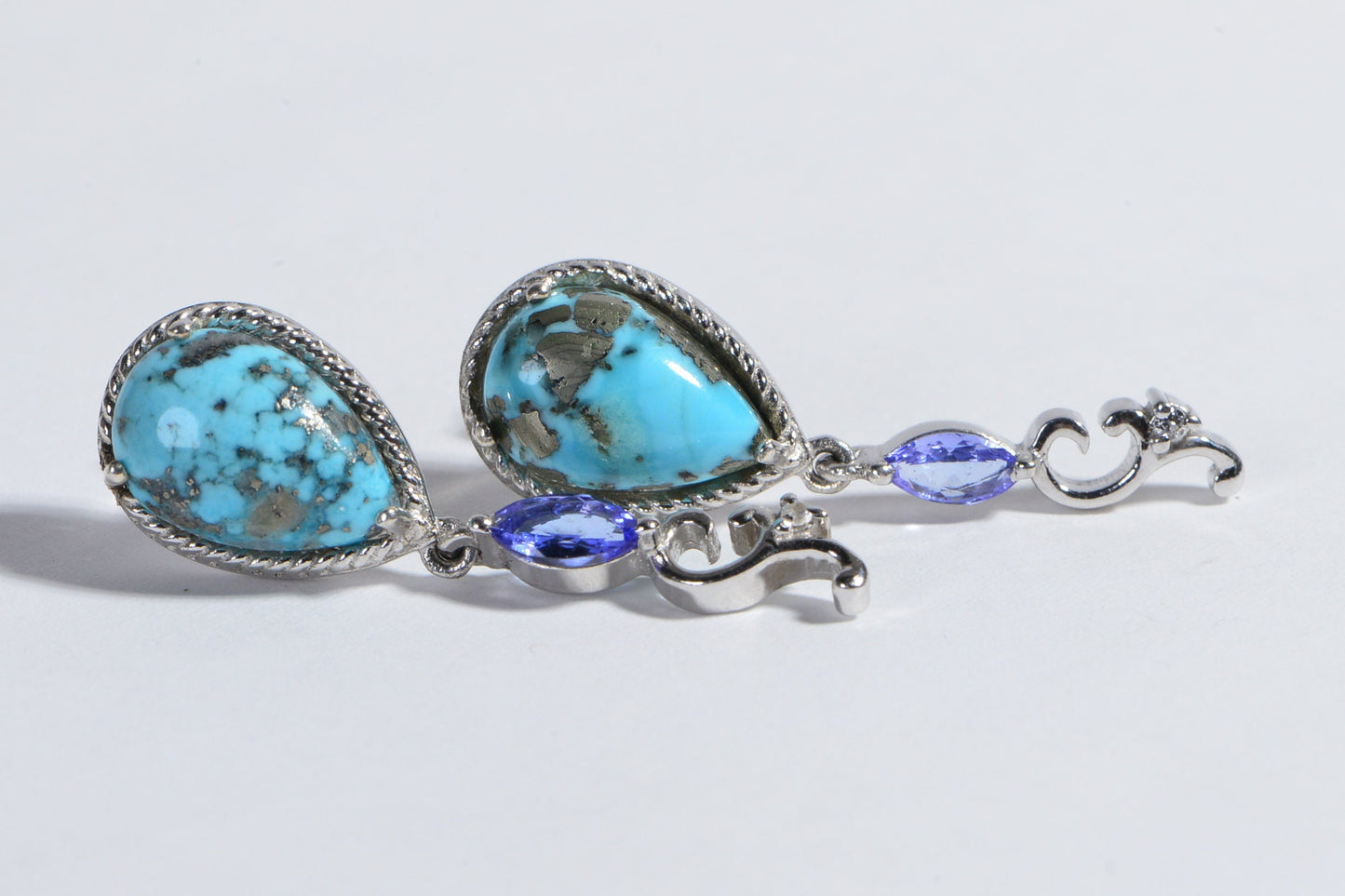 Arizona Sleeping Beauty Turquoise Natural Tanzanite Sterling Silver Stud Earrings Birthstone December