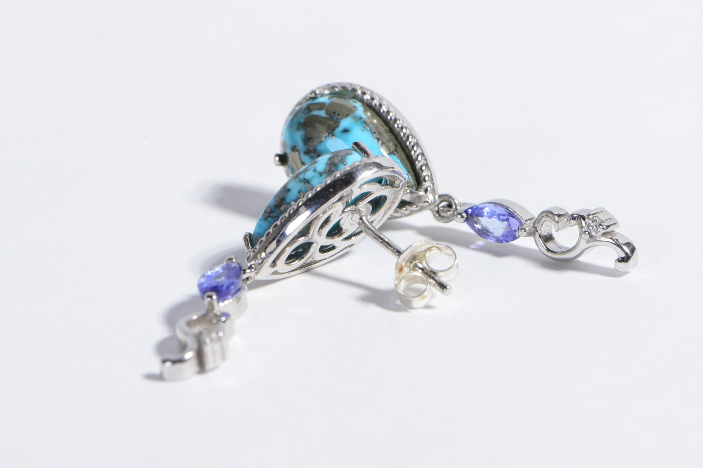Arizona Sleeping Beauty Turquoise Natural Tanzanite Sterling Silver Stud Earrings Birthstone December
