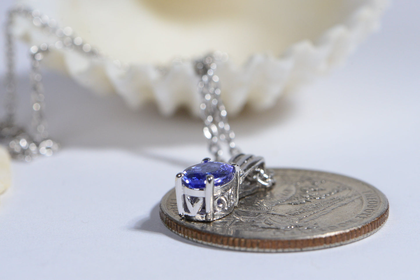 Tanzanite Pendant, Dainty Oval Gemstone, Sterling Silver Necklace, 20 inch