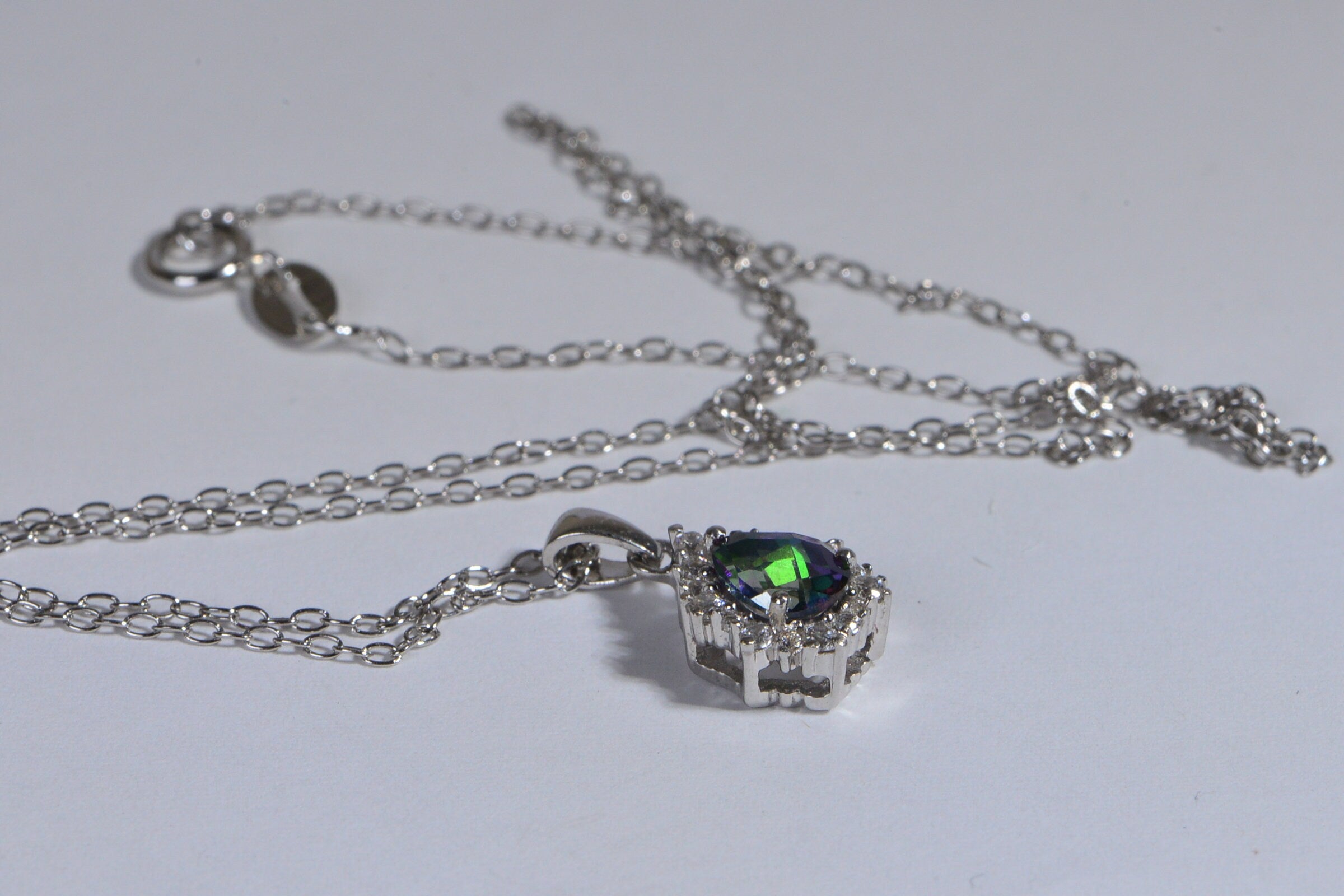 Natural Zircon Mystic Topaz  Sterling Silver Pendant Gemstone Halo Diamond Topaz Necklace