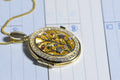 Vintage 14K Yellow Gold Vermeil Multi Stone Locket Pendant Necklace