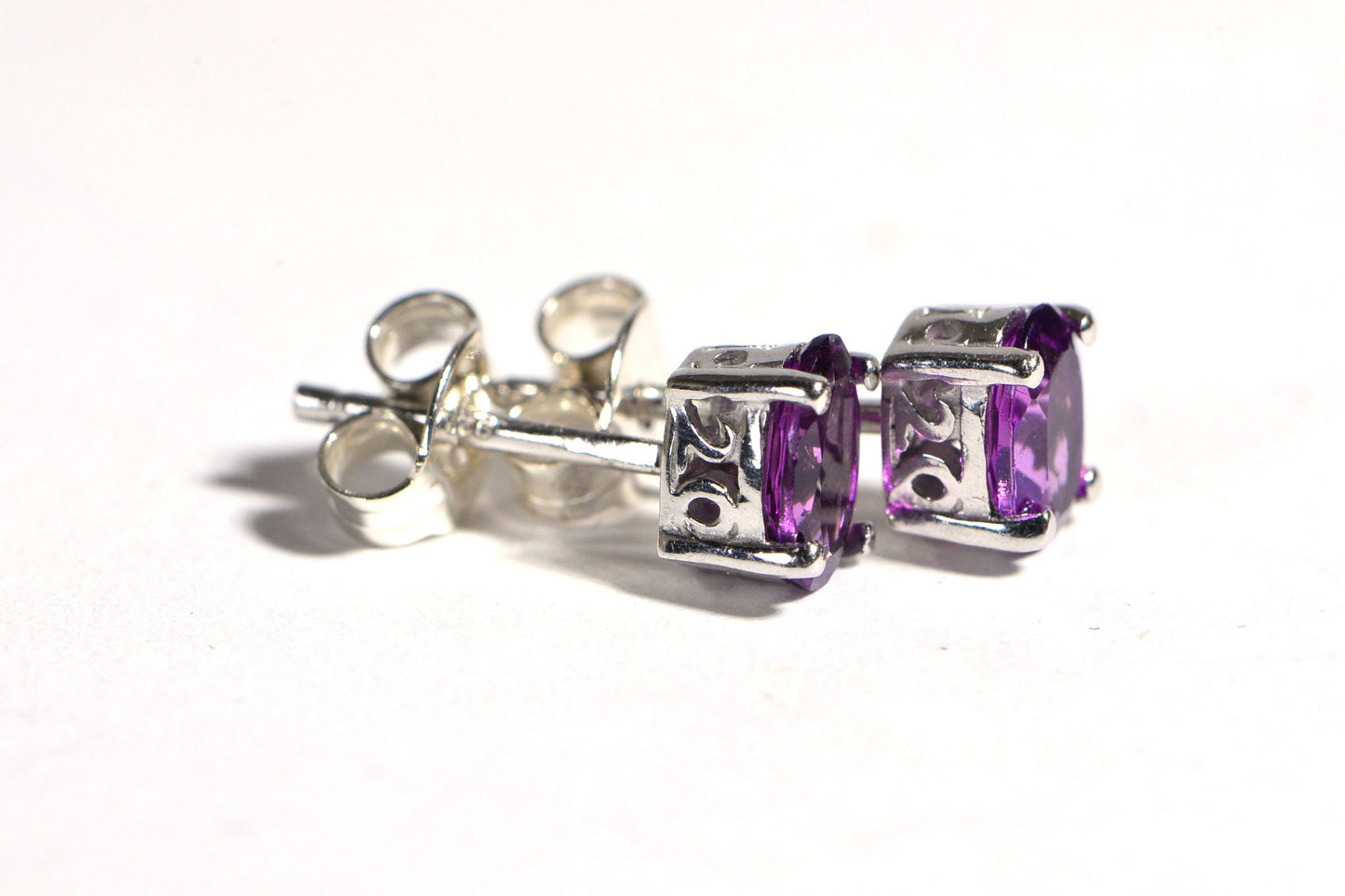 Oval Rhodolite Garnet Stud Earrings, Sterling Silver, January Birthstone
