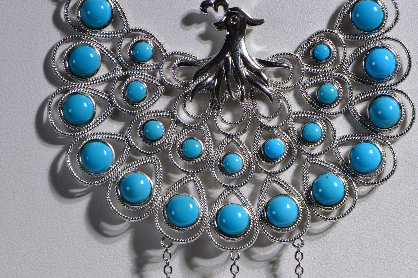 Vintage Sterling Silver Peacock Turquoise Bolo Necklace, 22 inch