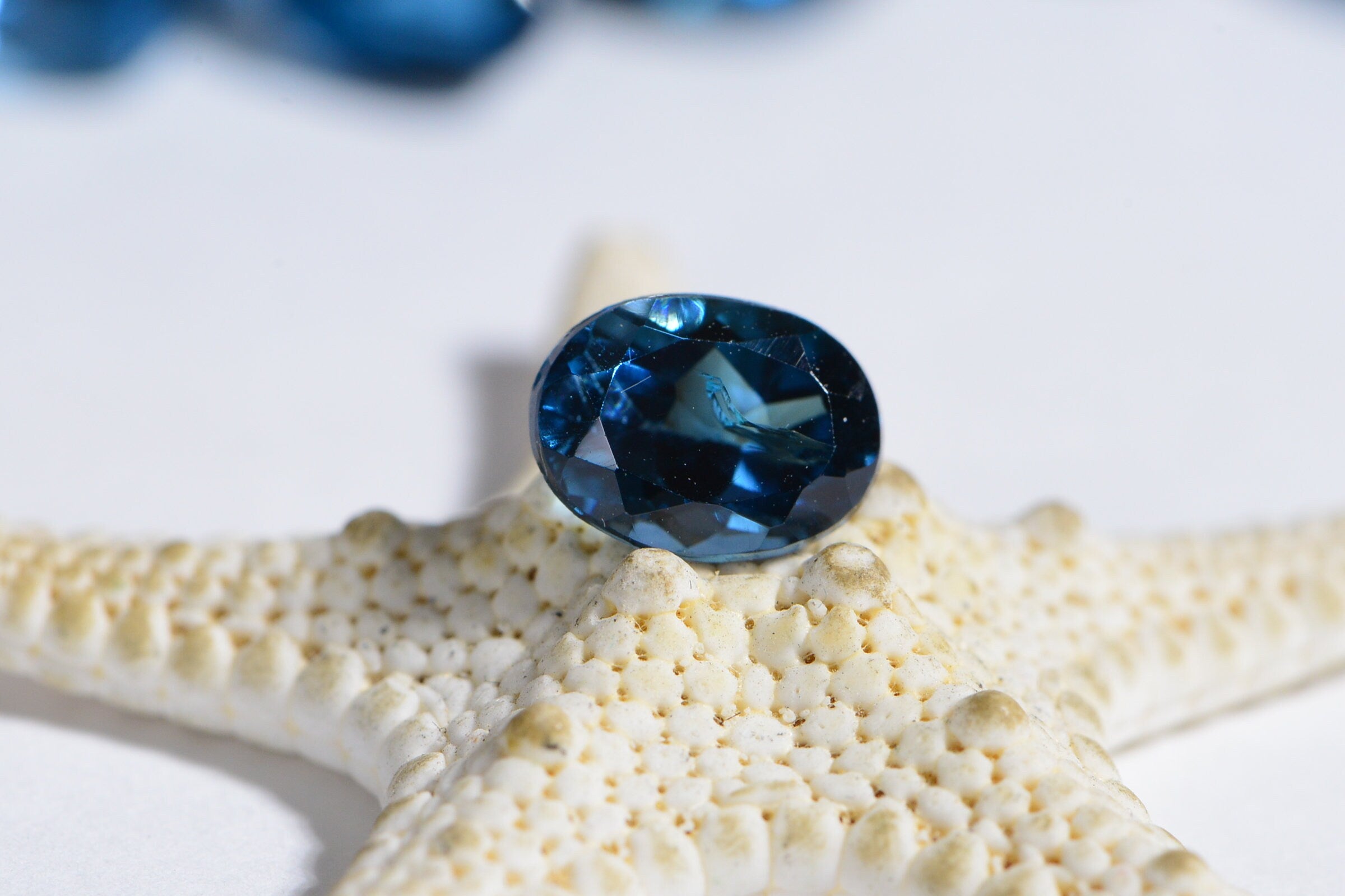 Oval London Blue Topaz Gemstone: Faceted Rose Cut, December Birthstone