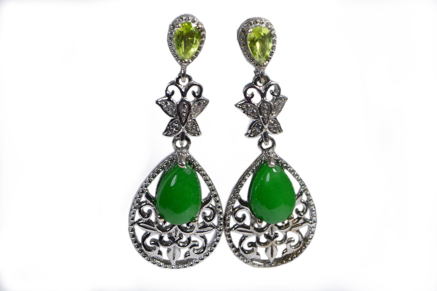 Apple Green Jade Teardrop Stud  Earrings Gemstone Birthstone Gift For Mom