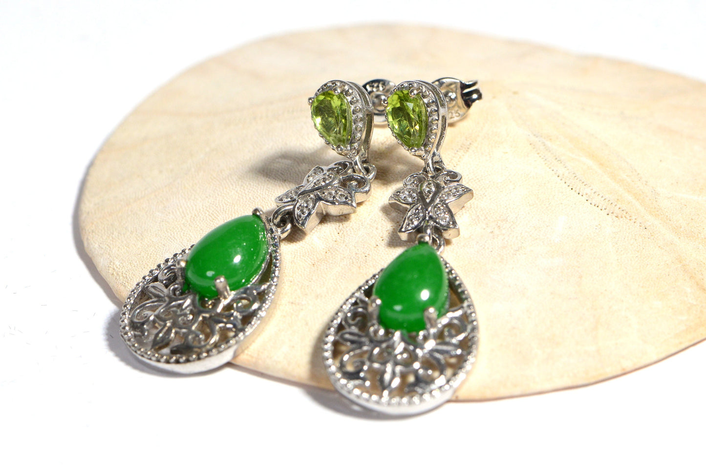 Apple Green Jade Teardrop Stud  Earrings Gemstone Birthstone Gift For Mom