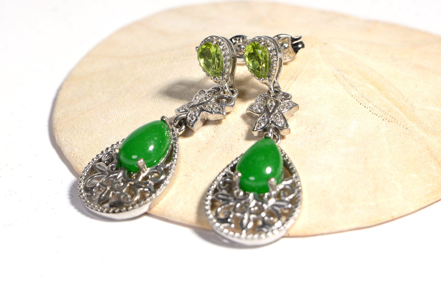 Apple Green Jade Teardrop Stud  Earrings Gemstone Birthstone Gift For Mom