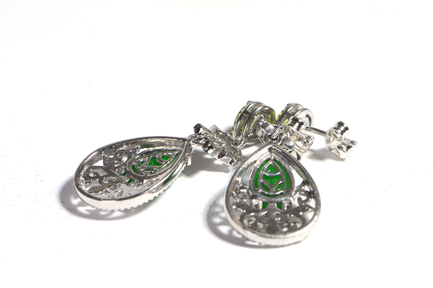 Apple Green Jade Teardrop Stud  Earrings Gemstone Birthstone Gift For Mom
