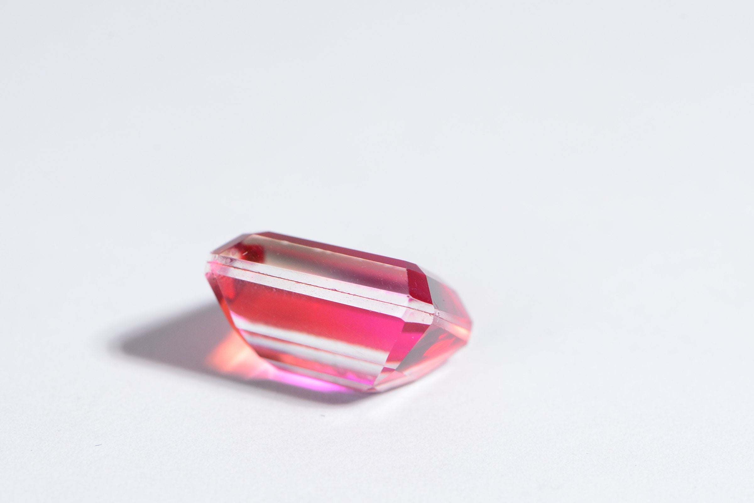 Pink Orange Topaz Quartz Doublet: 14mm Rectangle Gemstone