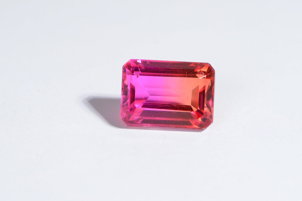 Pink Orange Topaz Quartz Doublet: 14mm Rectangle Gemstone
