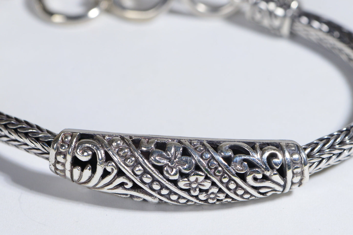 Heavy Bracelet in Sterling Silver Flower Bar Design Viking Technique  Vintage 1995