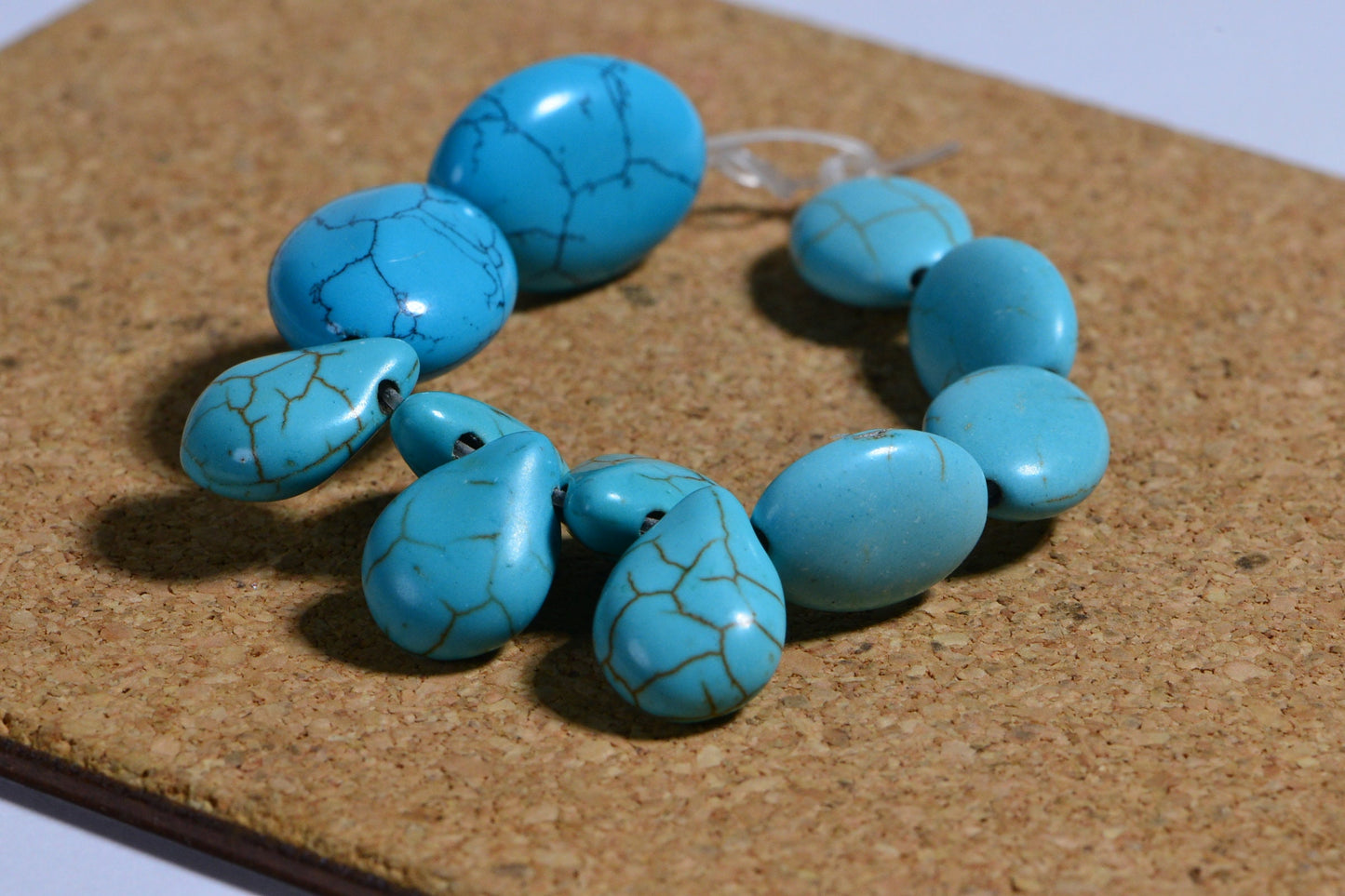 Howlite Multi Stone Set Oval Teardrop  Gemstone Bead Strand Bead Supply