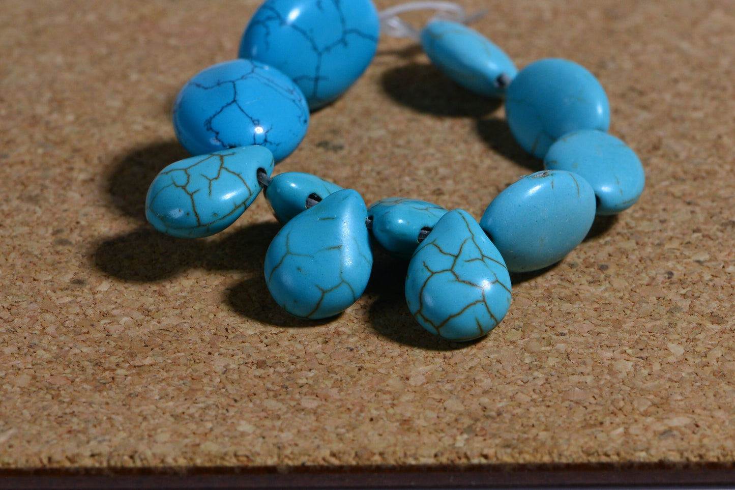 Howlite Multi Stone Set Oval Teardrop  Gemstone Bead Strand Bead Supply