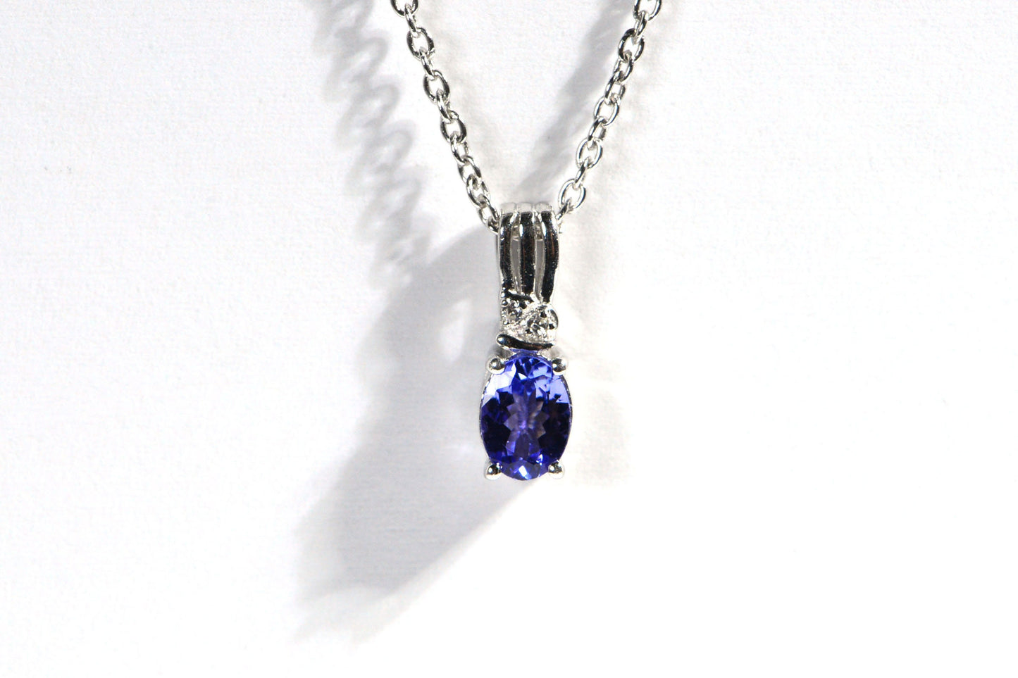 Tanzanite Pendant, Dainty Oval Gemstone, Sterling Silver Necklace, 20 inch