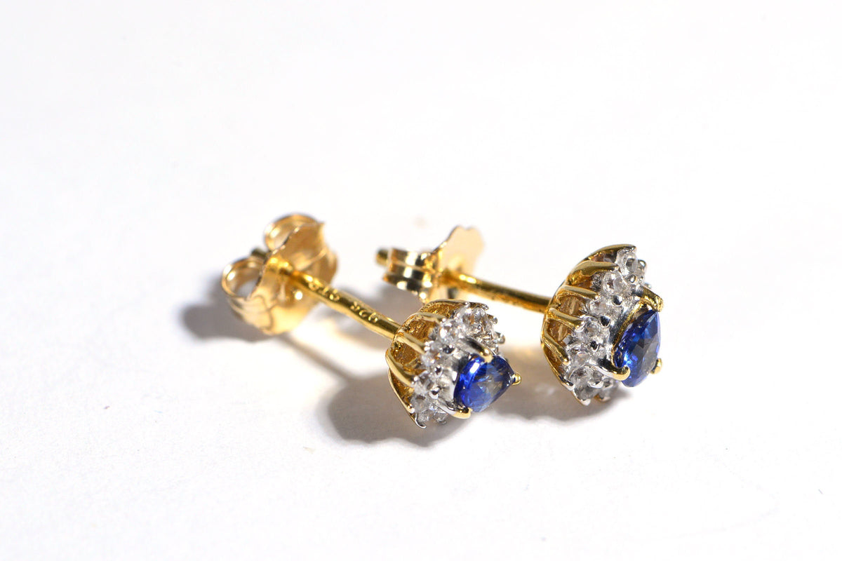 Tanzanite Stud Earrings: AAA Zircon, 18K Gold Sterling Silver