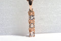 Morganite & Zircon Halo Necklace: Rose Gold Sterling Silver Pendant