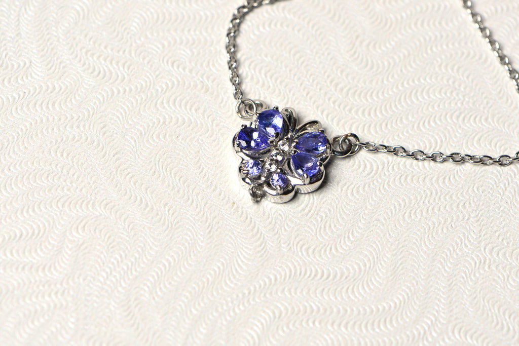 Tanzanite Necklace Pendant Cluster Drop Sterling Silver Birthstone For December Tanzanite Jewelry