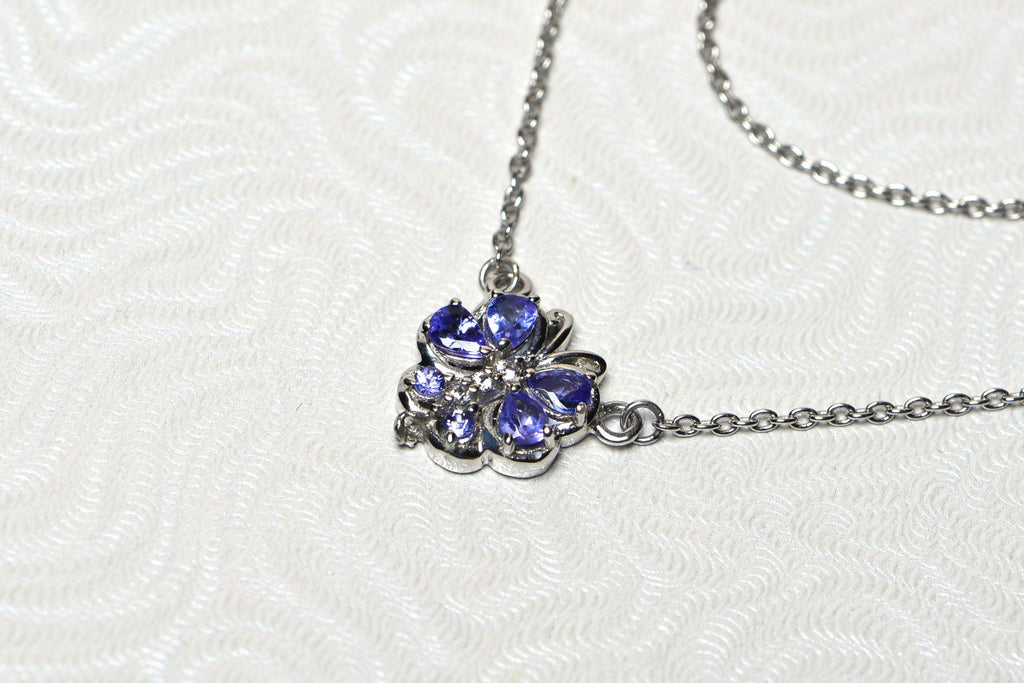 Tanzanite Necklace Pendant Cluster Drop Sterling Silver Birthstone For December Tanzanite Jewelry