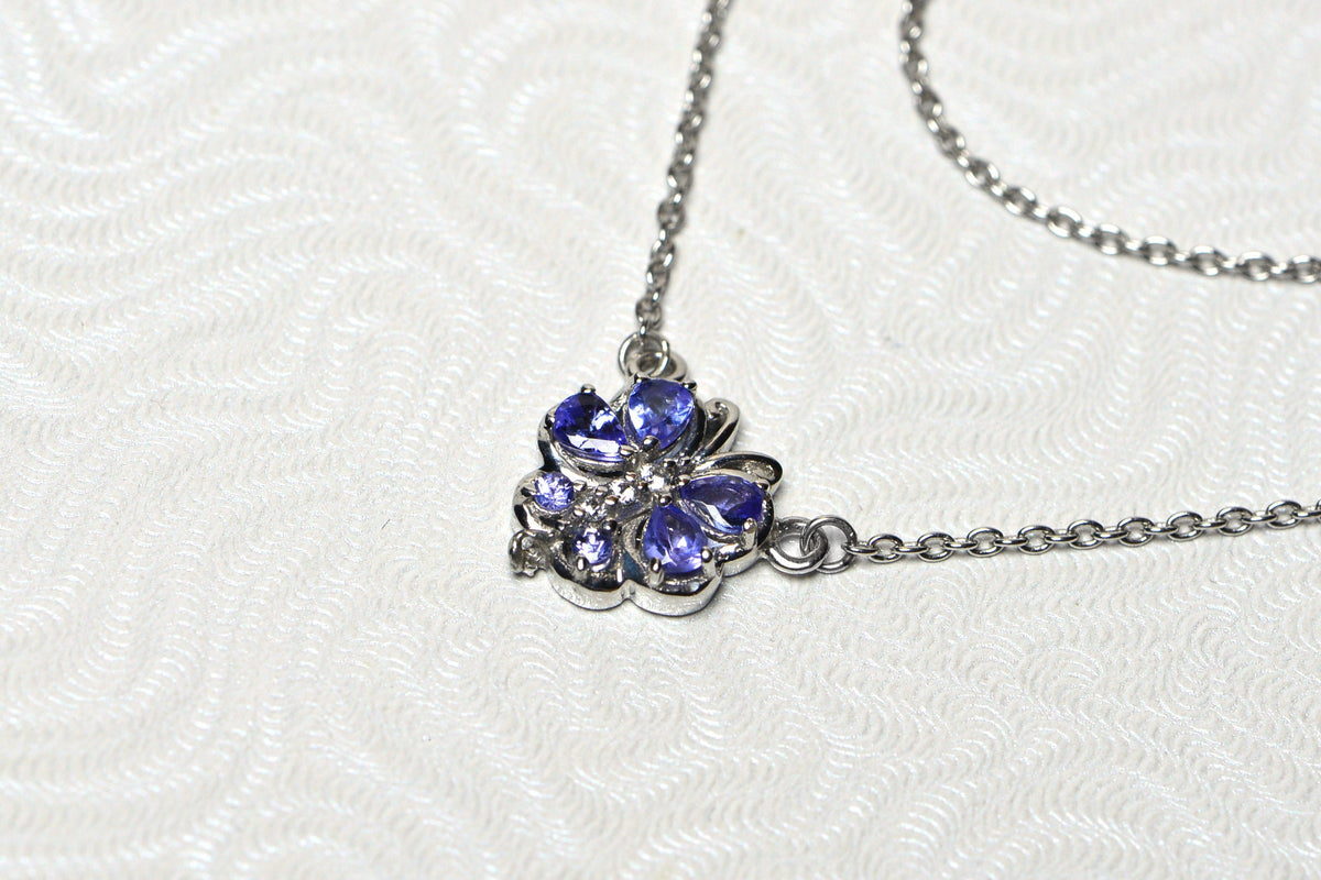 Tanzanite Necklace Pendant Cluster Drop Sterling Silver Birthstone For December Tanzanite Jewelry
