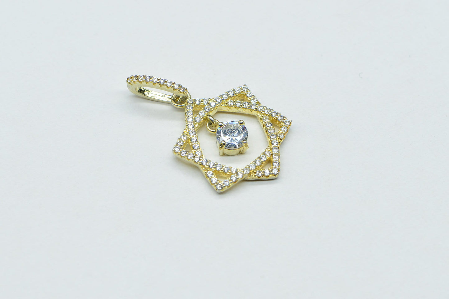 Star of David Zircon Gold Necklace