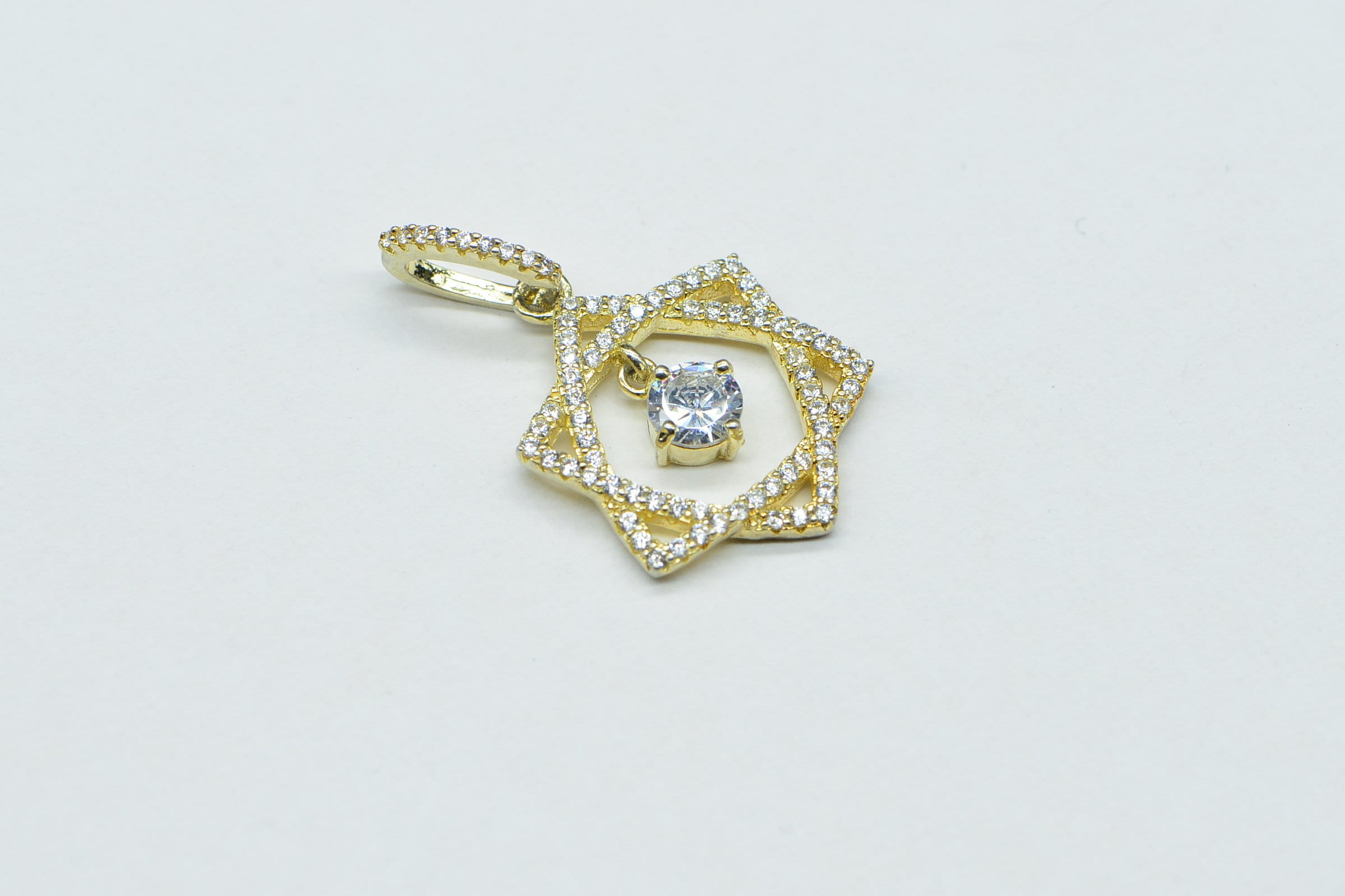 Star of David Zircon Gold Necklace