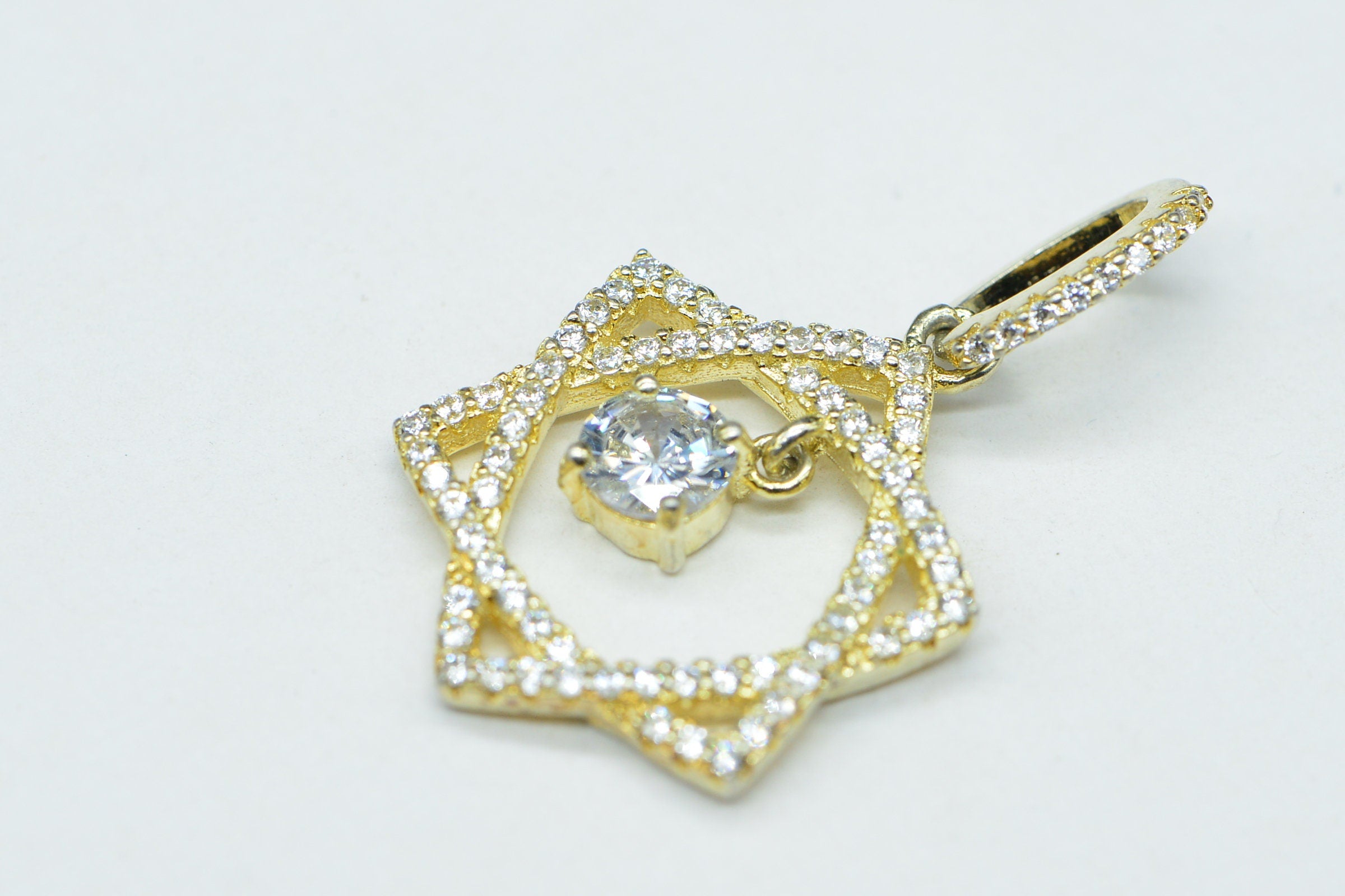 Star of David Zircon Gold Necklace