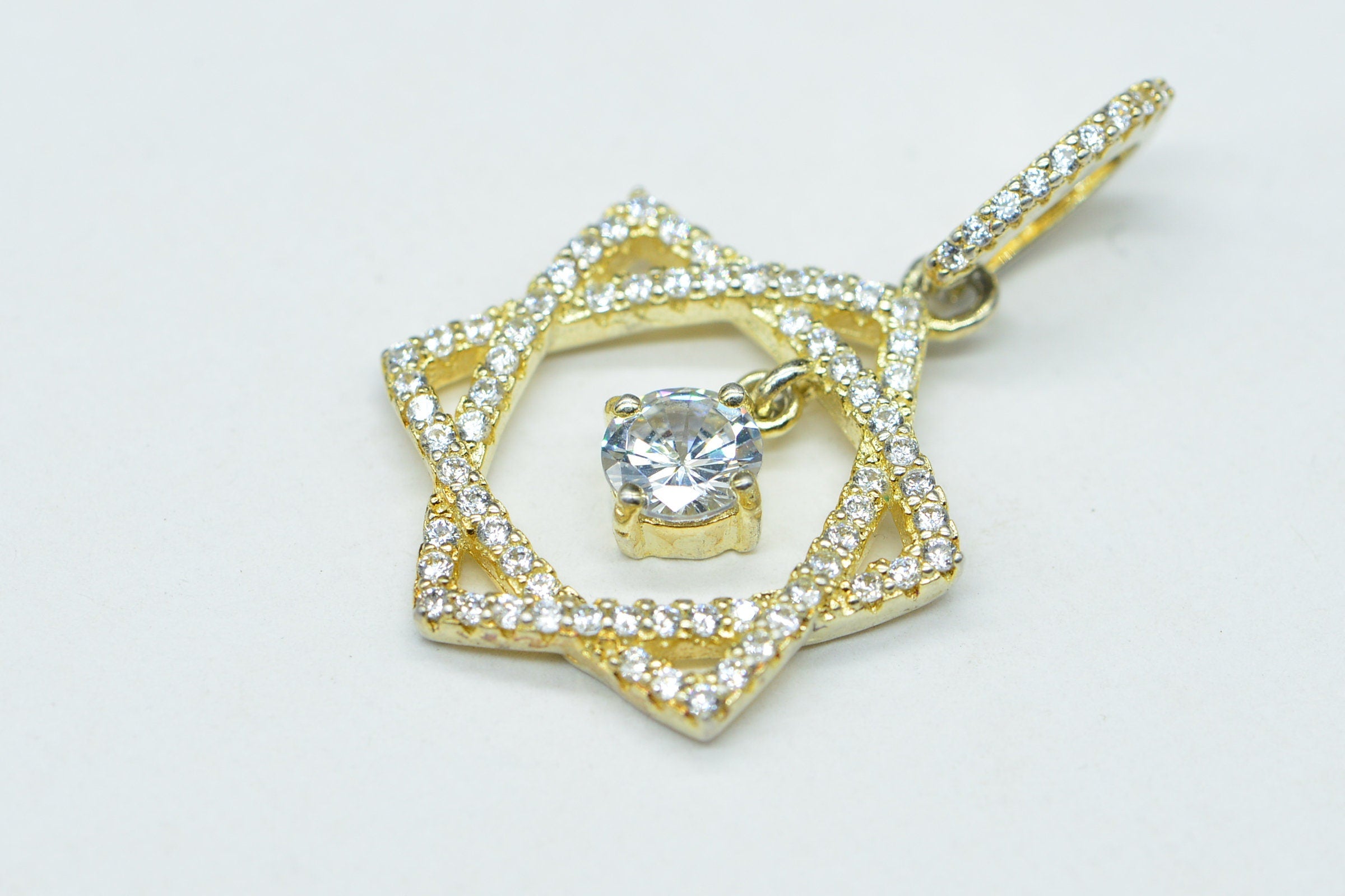 Star of David Zircon Gold Necklace