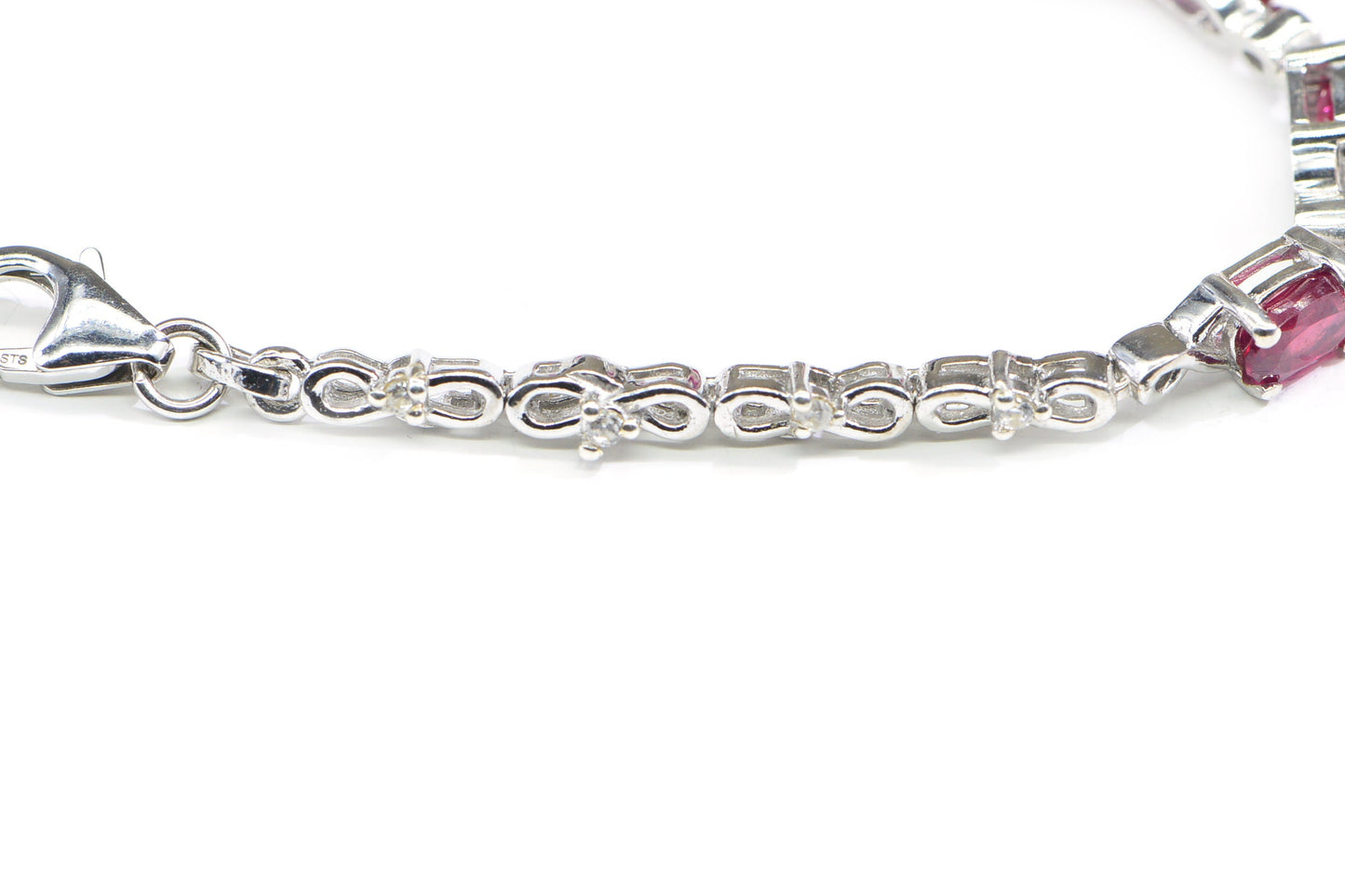 Vintage Sterling Silver Ruby Tennis Bracelet, Oval Prong Setting