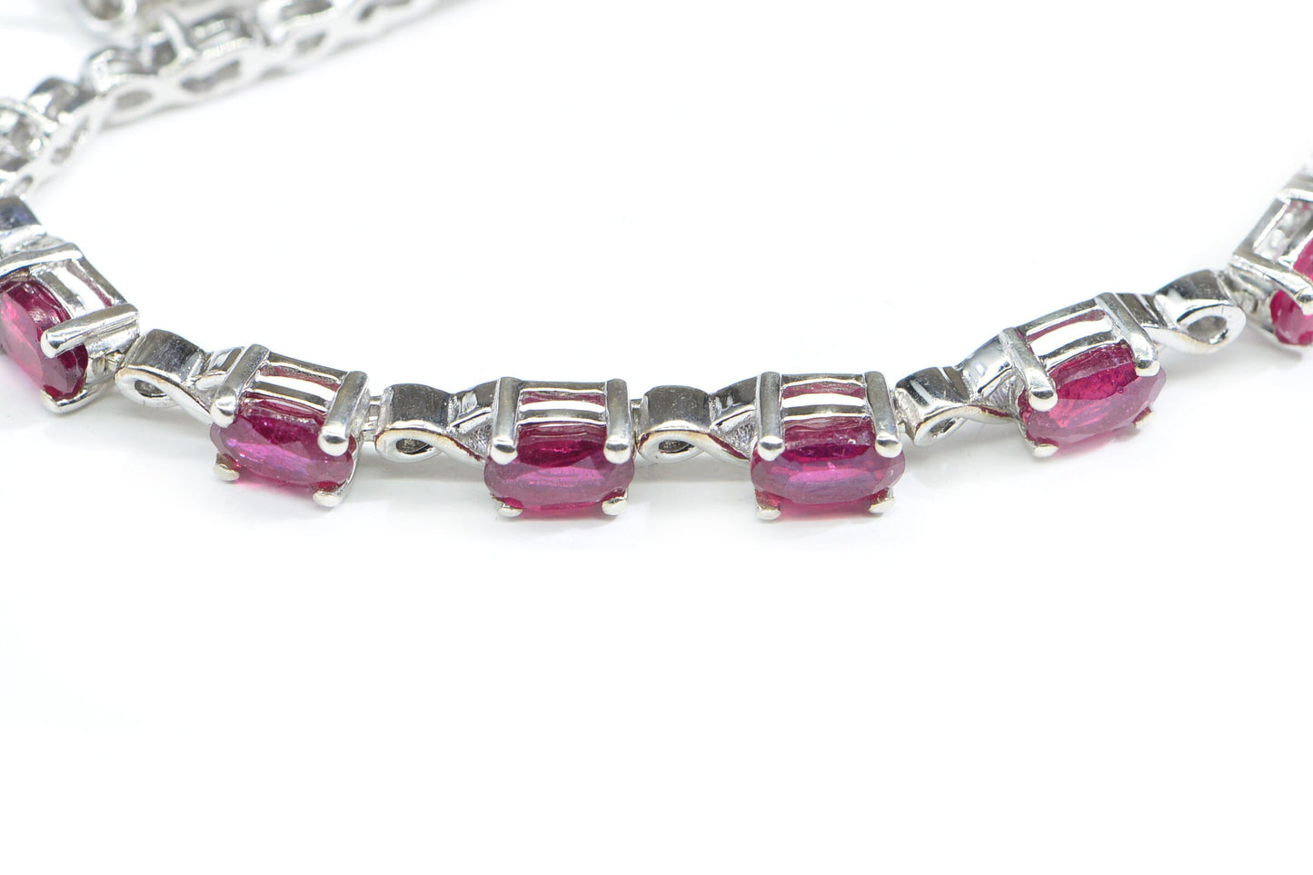 Vintage Sterling Silver Ruby Tennis Bracelet, Oval Prong Setting