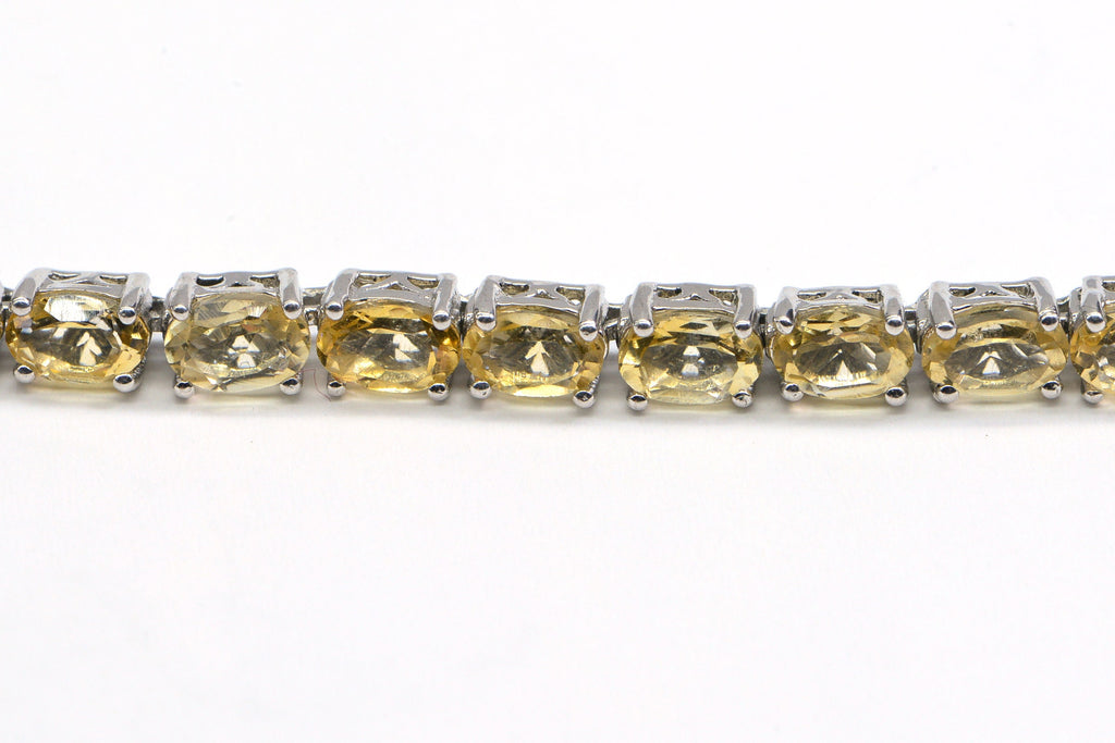 Citrine Bracelet: Sterling Silver Oval Gemstone Stacking Bracelet