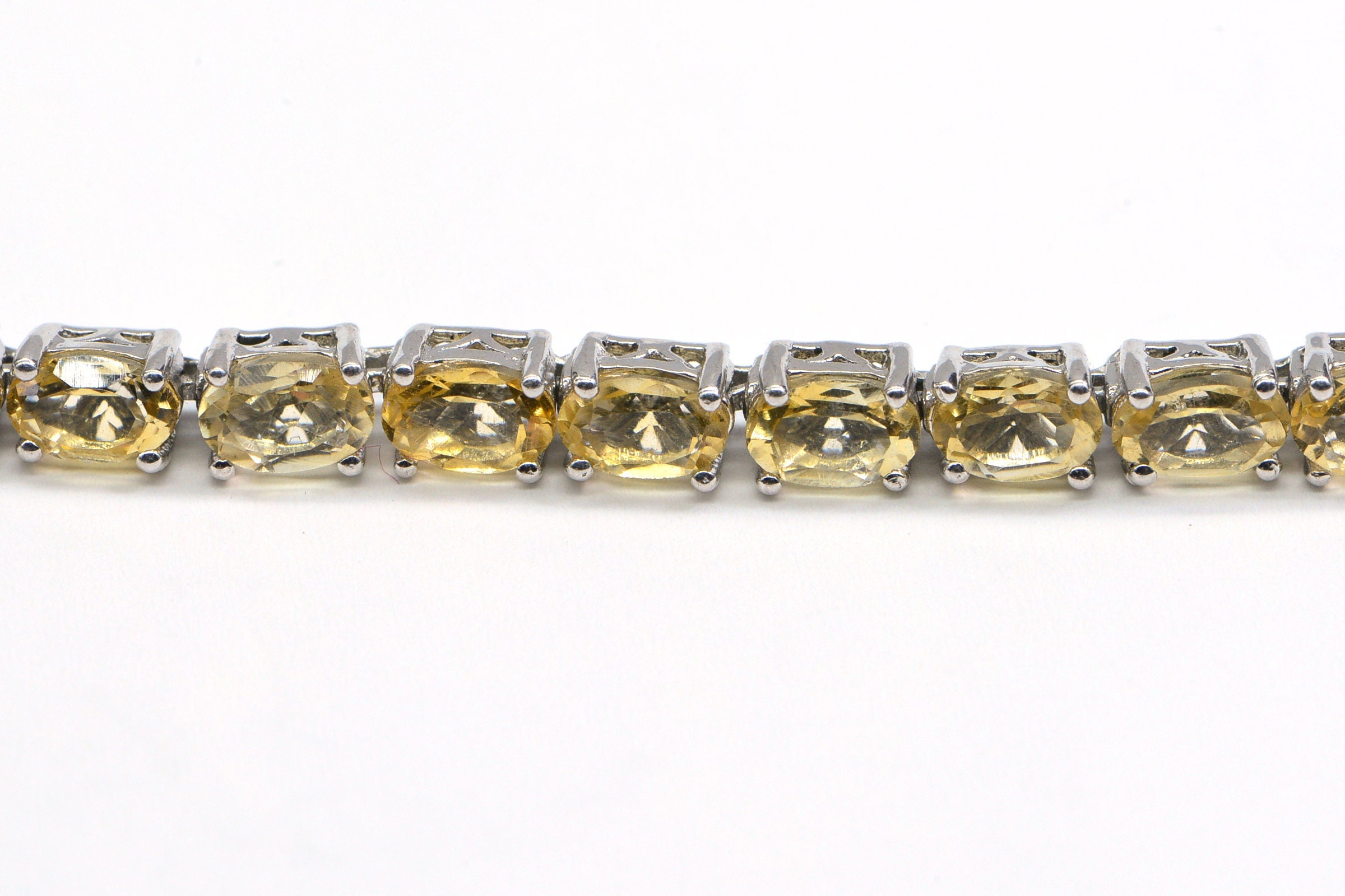 Citrine Bracelet: Sterling Silver Oval Gemstone Stacking Bracelet