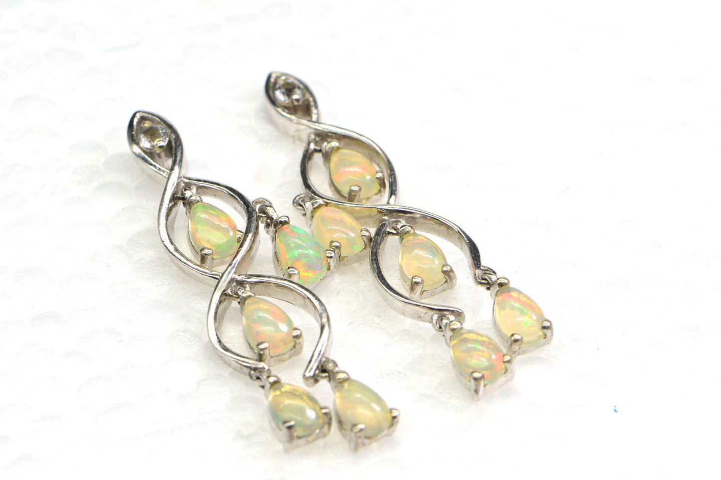 Ethiopian Welo Opal Sterling Silver Dangle Chandelier Earrings