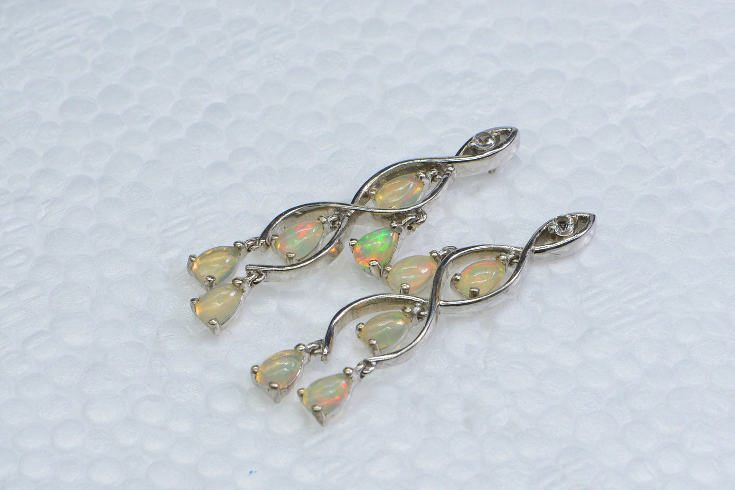 Ethiopian Welo Opal Sterling Silver Dangle Chandelier Earrings