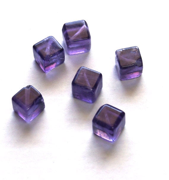 Amethyst gemstone cube shape beads 10 mm 6pcs/ Natural Gemstone Bead supplies