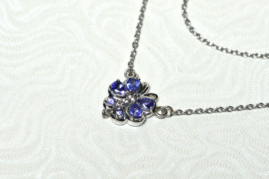 Tanzanite Necklace Pendant Cluster Drop Sterling Silver Birthstone For December Tanzanite Jewelry