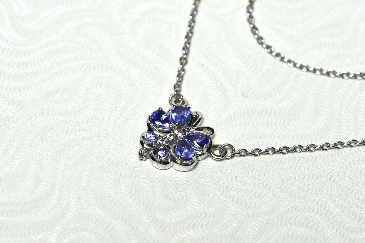 Tanzanite Necklace Pendant Cluster Drop Sterling Silver Birthstone For December Tanzanite Jewelry