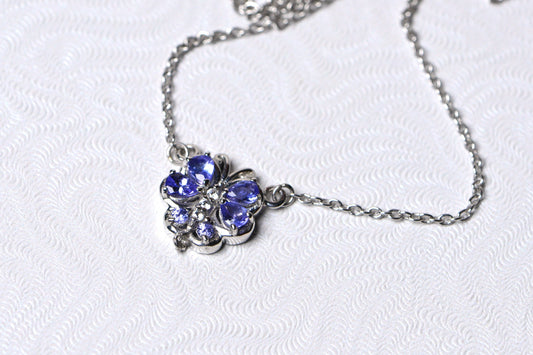 Tanzanite Necklace Pendant Cluster Drop Sterling Silver Birthstone For December Tanzanite Jewelry