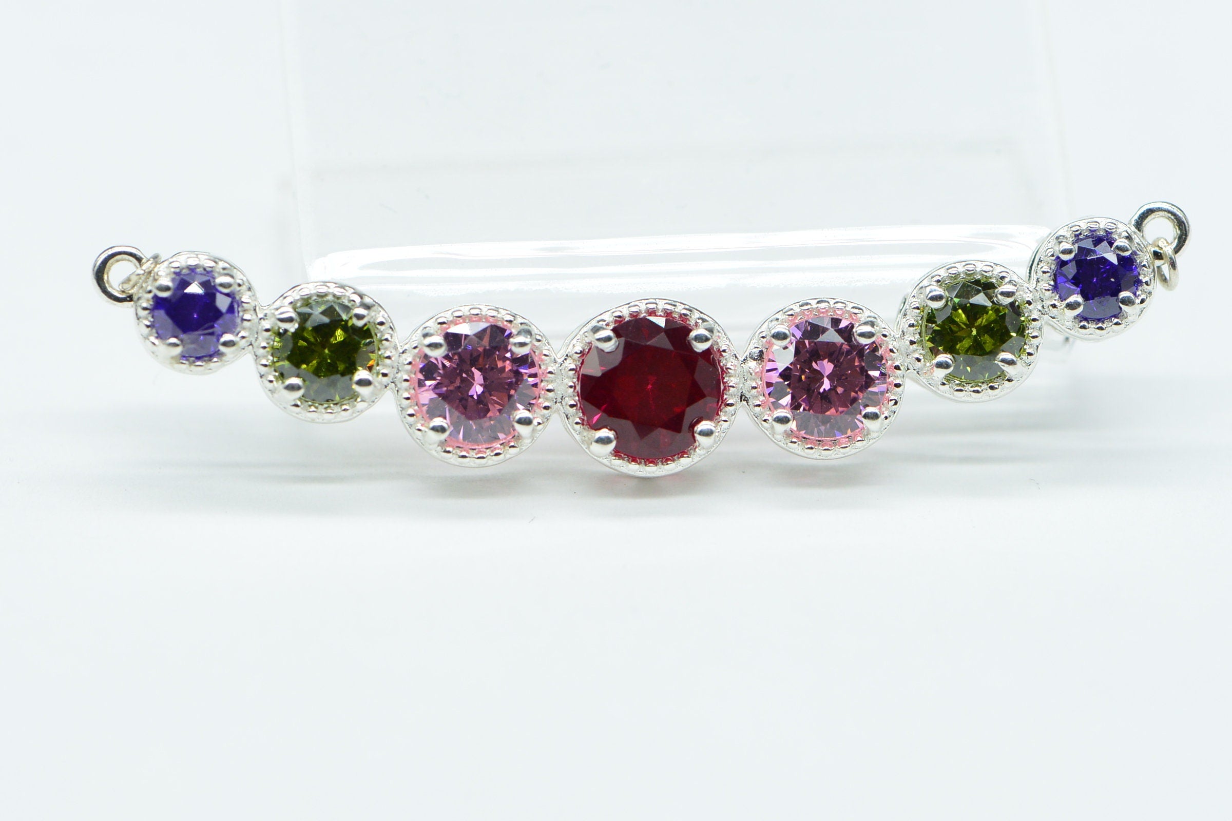 Rainbow Swarovski Crystal  Sterling Silver Round Link Bracelet Necklace Unfinished Jewelry Supply