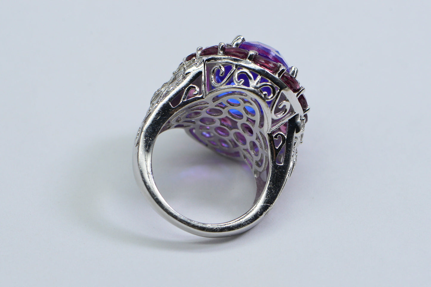 Vintage Rhodolite Garnet & Tourmaline Sterling Silver Ring