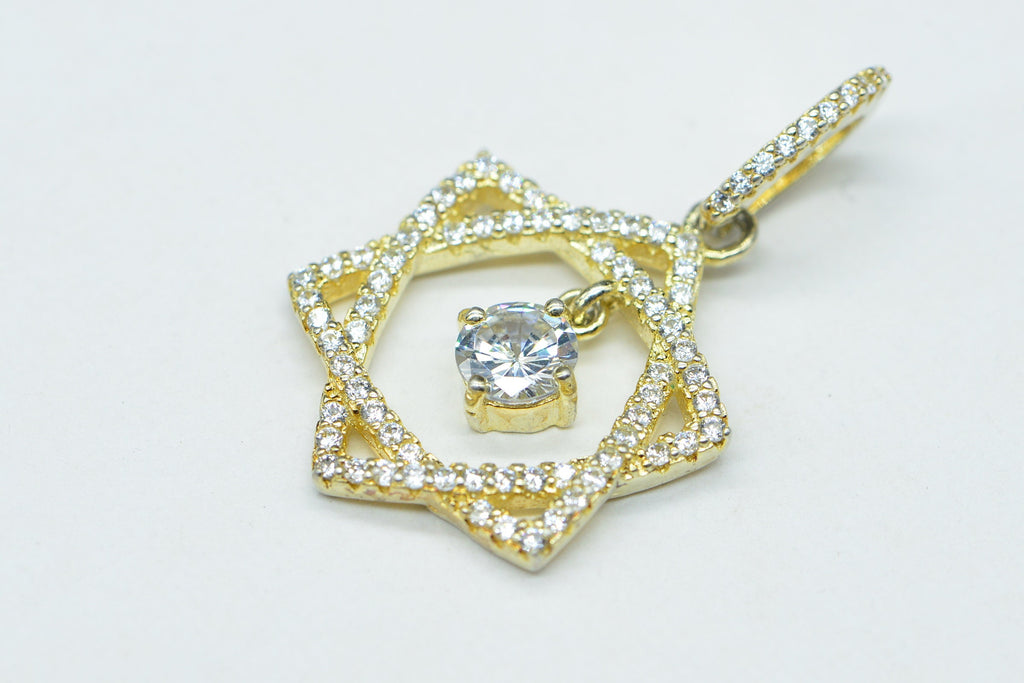 Star of David Zircon Gold Necklace