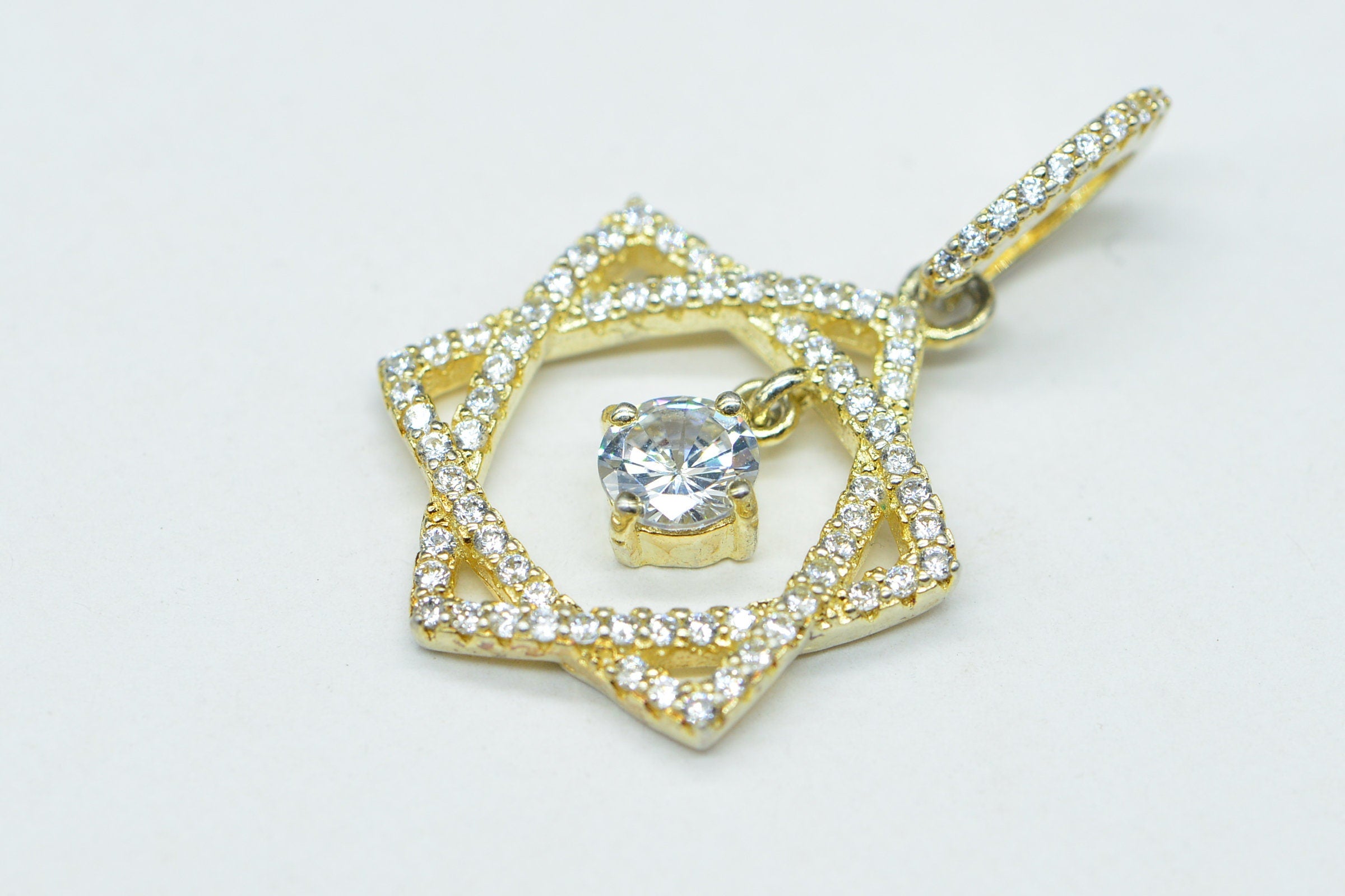 Star of David Zircon Gold Necklace