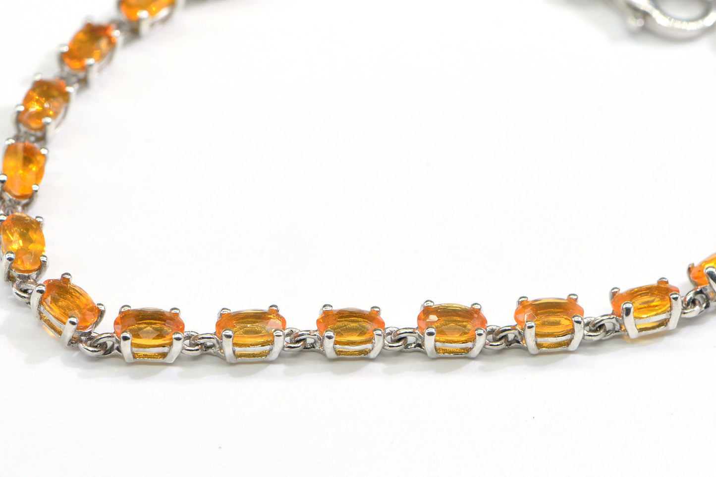 Orange Opal Tennis Bracelet Sterling Silver Vintage 1990
