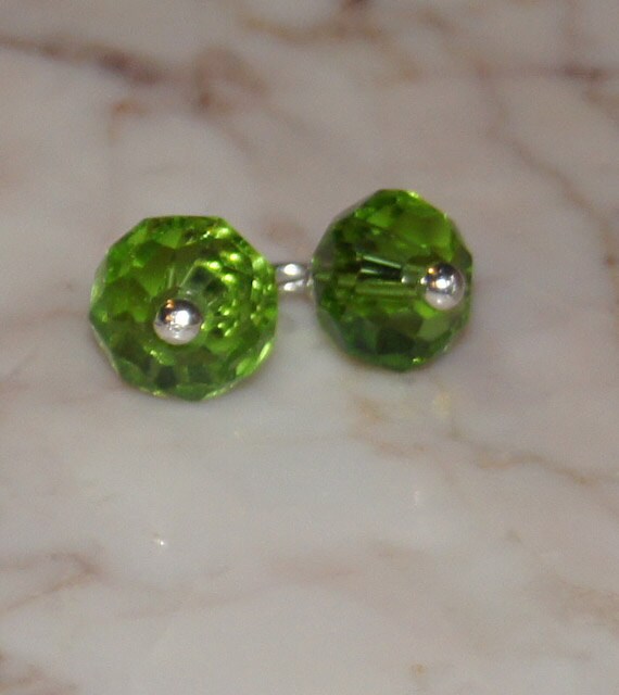 Peridot crystal gem cut Rondelle wire wrapped - add Dangle