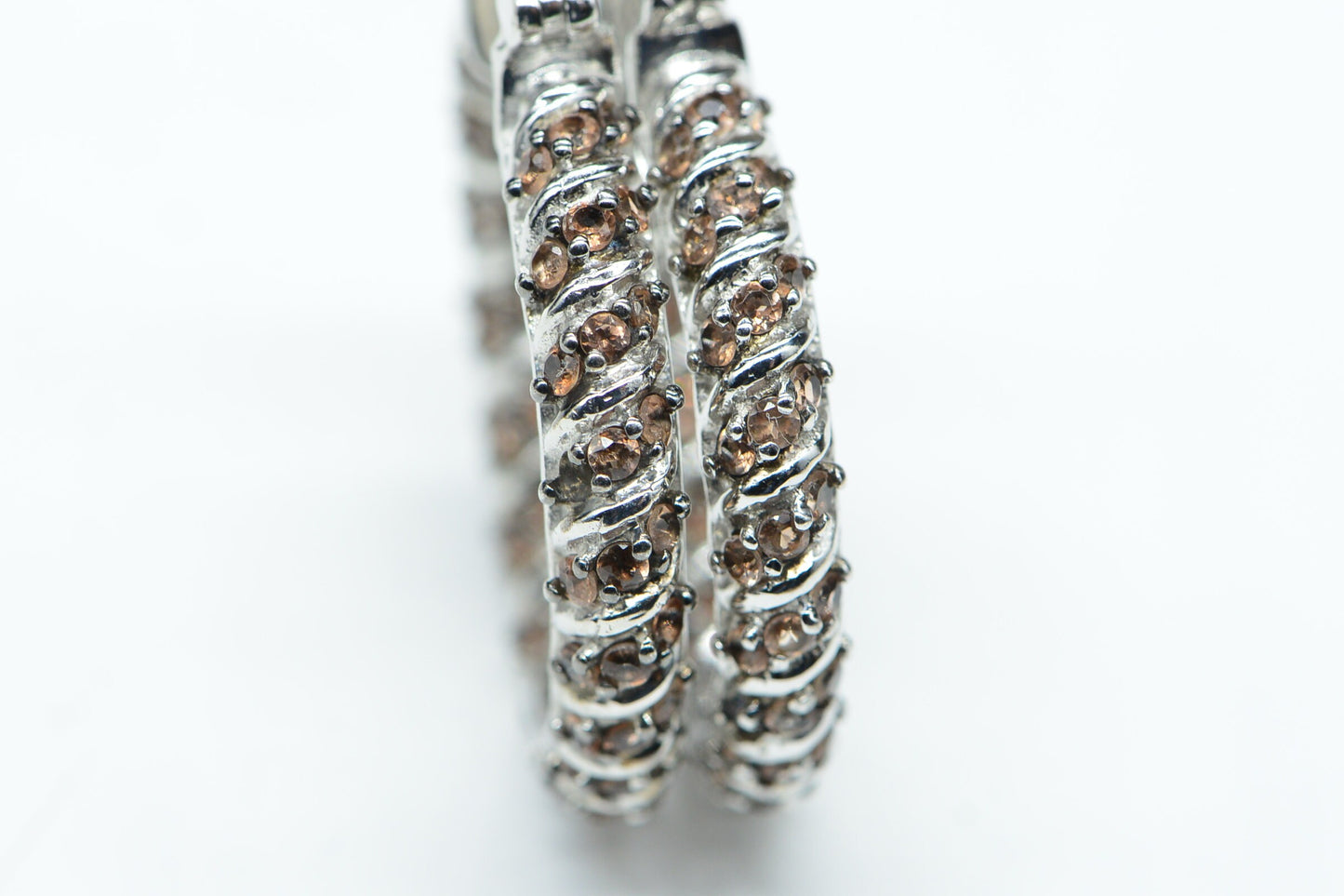 Jenipapo Andalusite Hoop Earrings Sterling Silver Twist Gemstone Ring Earrings