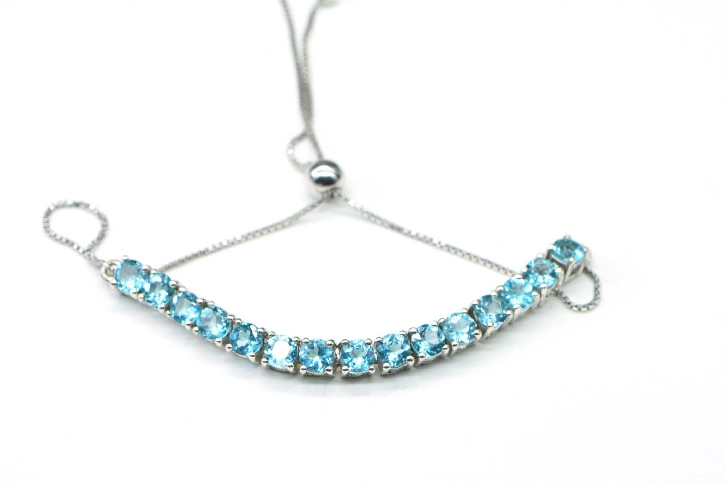 Sterling Silver Apatite Bolo Bracelet, Adjustable Aqua Gemstone