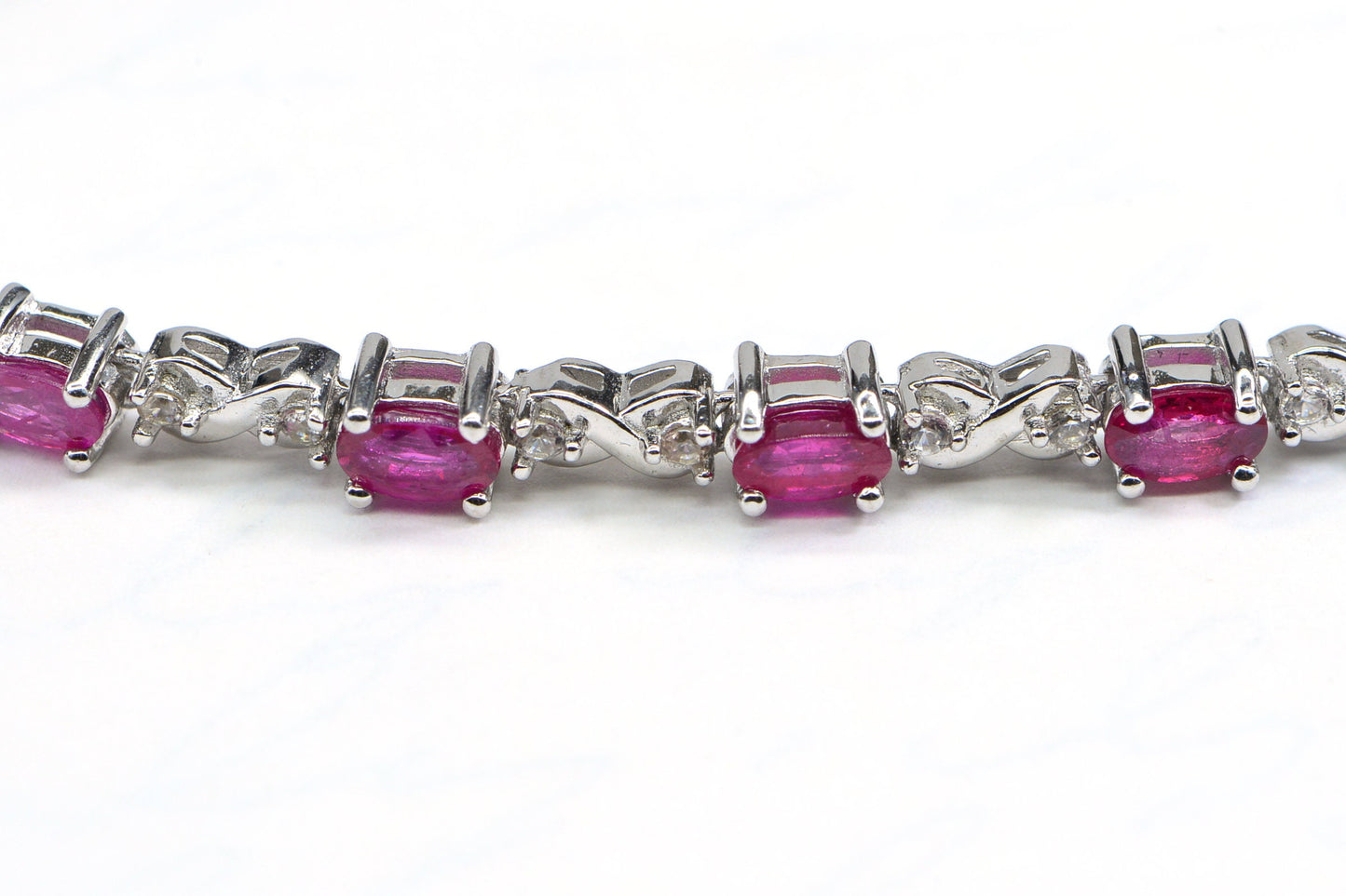 Natural Ruby Tennis Bracelet Sterling Silver Corundum Gemstone Bracelet